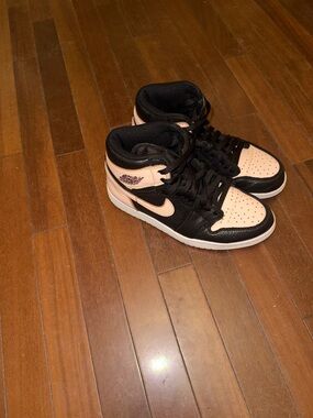 Nike Air Jordan 1 Mid Black and Peach High-Top Sneakers